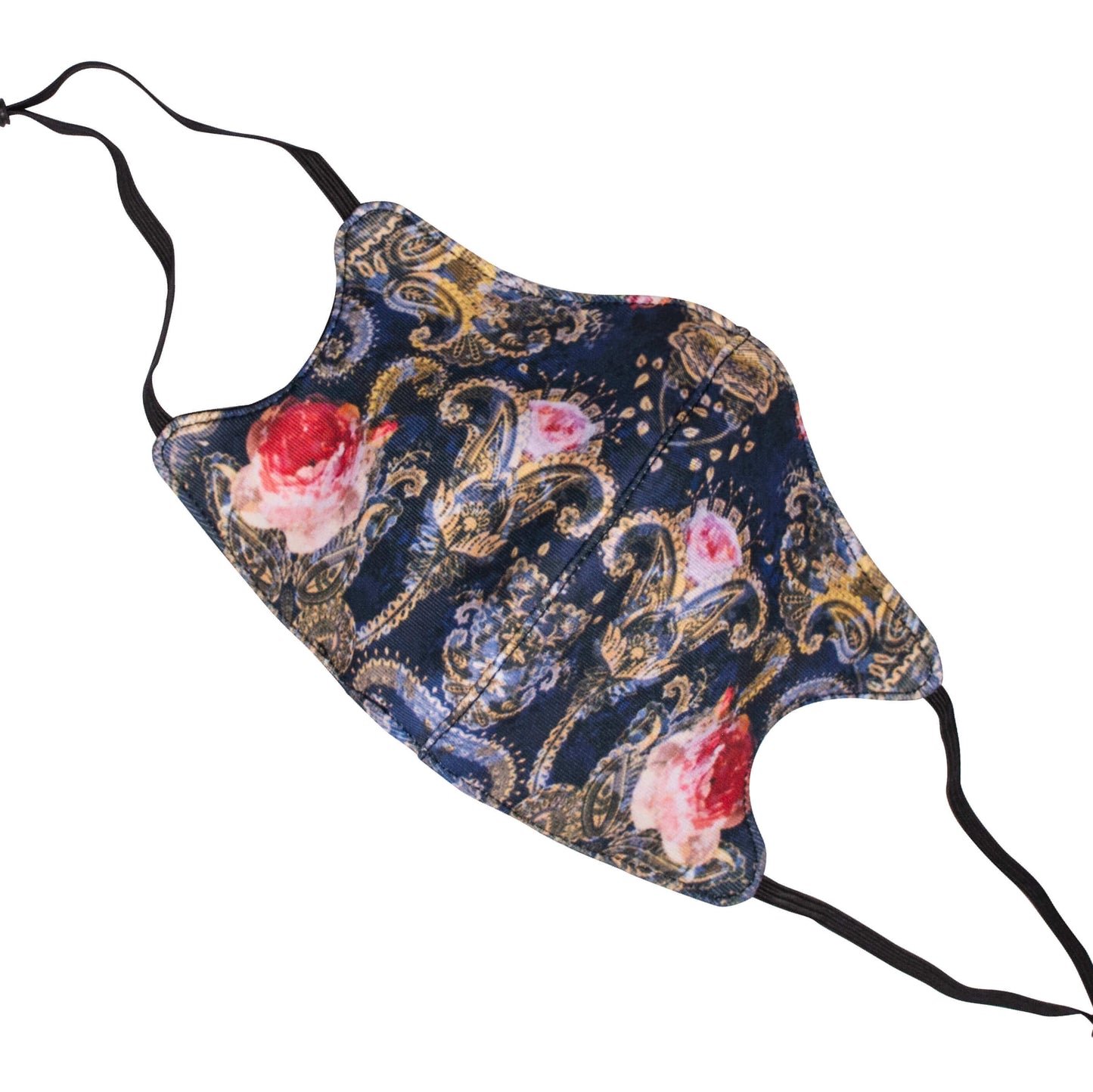 FeverMates 3-Ply Reusable, Washable Cloth Face Mask | Middle-Fold Designer Style - Face Masks - FeverMates - Adult Large (200 x 150mm) / Decorative Flowers Paisley - FeverMates