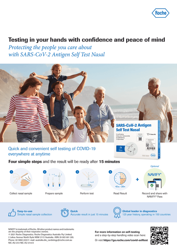 Roche Diagnostics SARS-CoV-2 COVID Rapid Antigen Test (RAT) Kit 5/PK - Roche Diagnostics - FeverMates