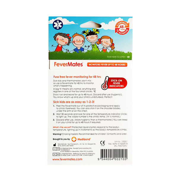 Stick On Temperature Indicators - Stick on fever indicator - FeverMates - FeverMates